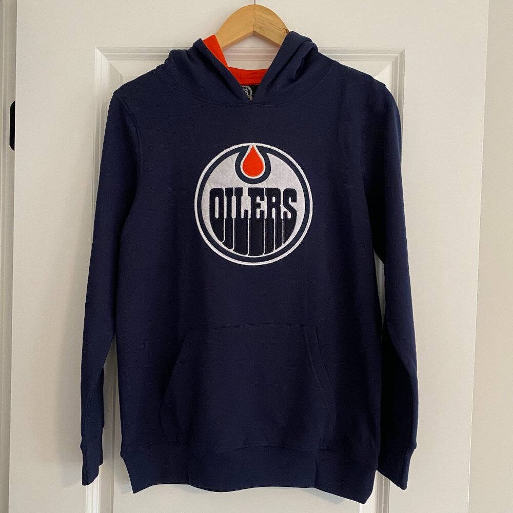 NHL Edmonton Oilers Kids Hoodie – Navy & Orange Pullover Sweatshirt